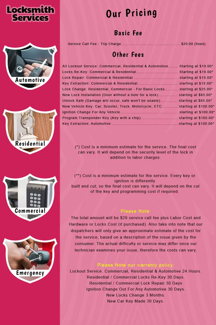 Hainesport NJ Locksmith Store Hainesport, NJ 609-429-0025 - price-list-c-18